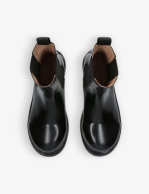 Shop Bottega Veneta Men's Black Elasticated-panel Pull-tab Leather Chelsea Boots