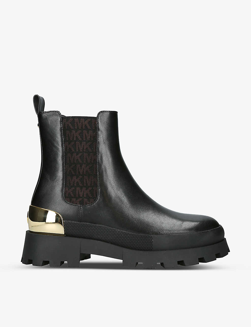 Michael Michael Kors Womens Black Rowan Platform Monogram-print Leather Chelsea Boots