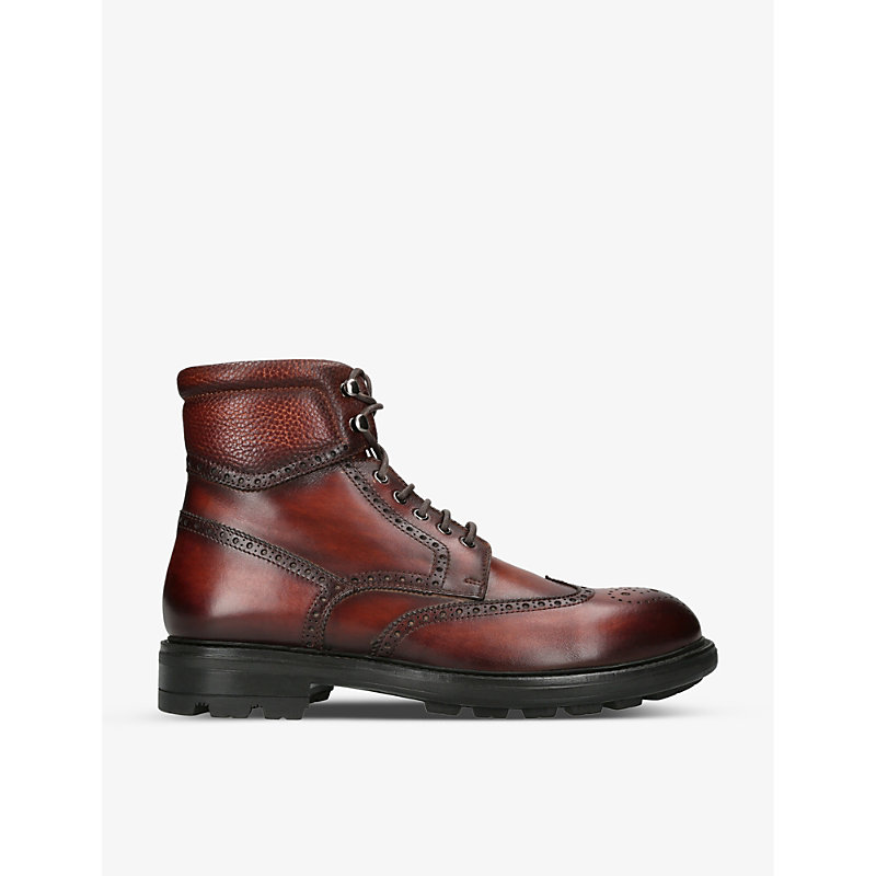 Magnanni Army Wing-cap Leather Boots In Brown