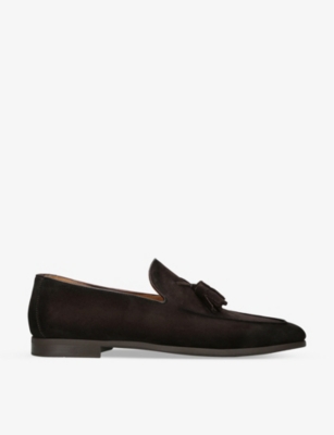 Magnanni Mens Brown Burnish Tasselled Suede Loafers