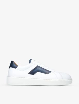 Magnanni Lotto Logo-embossed Leather Low-top Trainers In White/navy