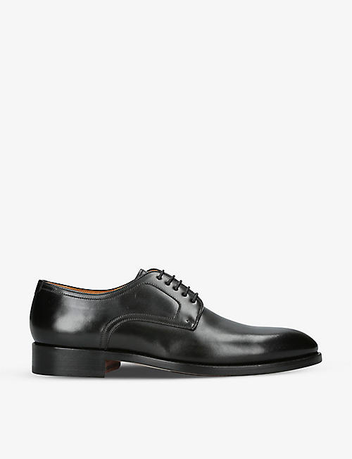 MAGNANNI: Branded tonal-stitching leather Derby shoes