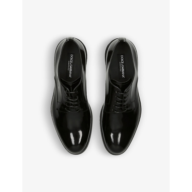 Shop Dolce & Gabbana Men's Black Round-toe Leather Derby Shoes