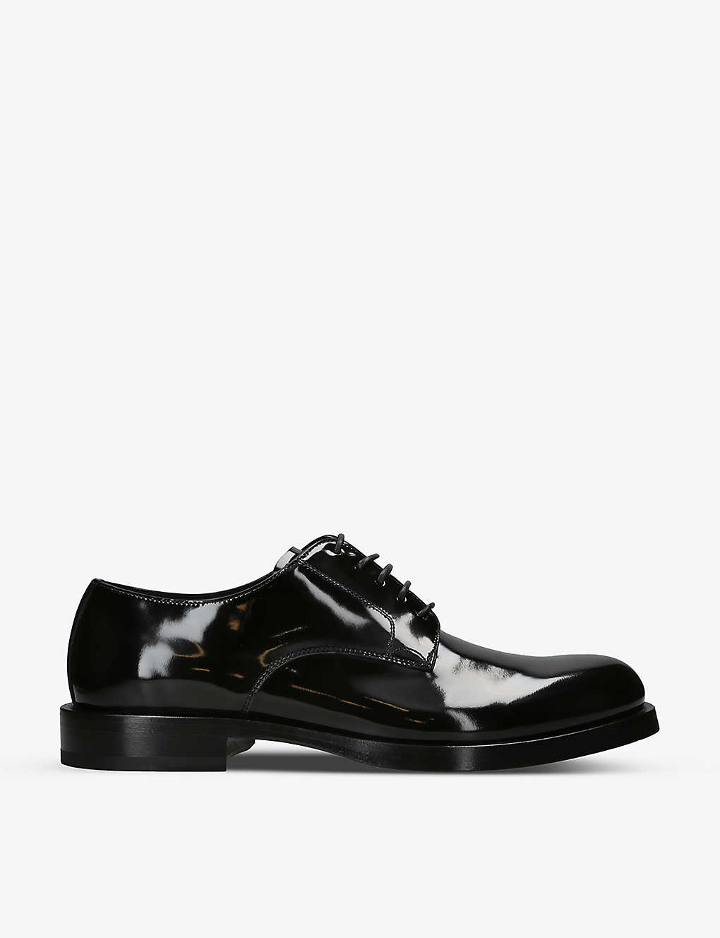 Dolce & Gabbana Round-toe Leather Derby Shoes In Black