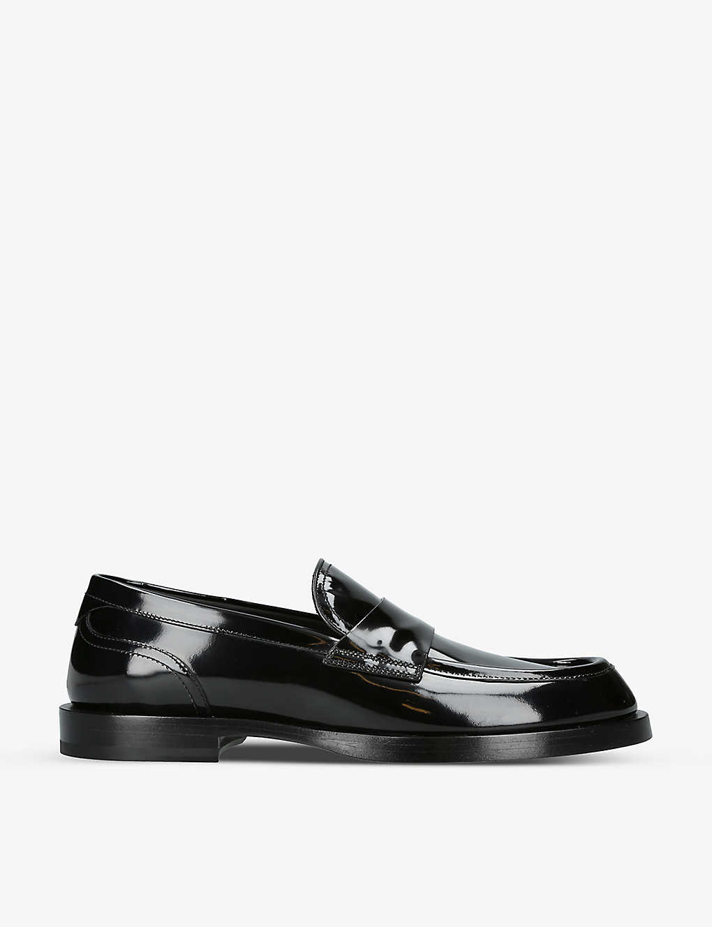 Dolce & Gabbana Round-toe Patent-leather Penny Loafers In Black
