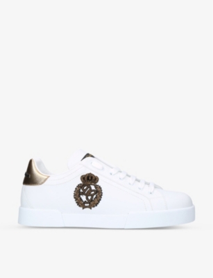 DOLCE & GABBANA: Portofino logo-embellished leather low-top trainers