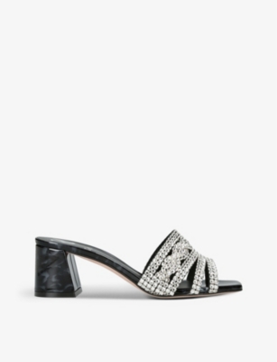 Gina Utah Embellished Leather Heeled Sandals In Black