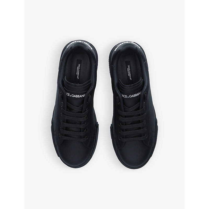 Shop Dolce & Gabbana Portofino Leather Low-top Trainers In Black