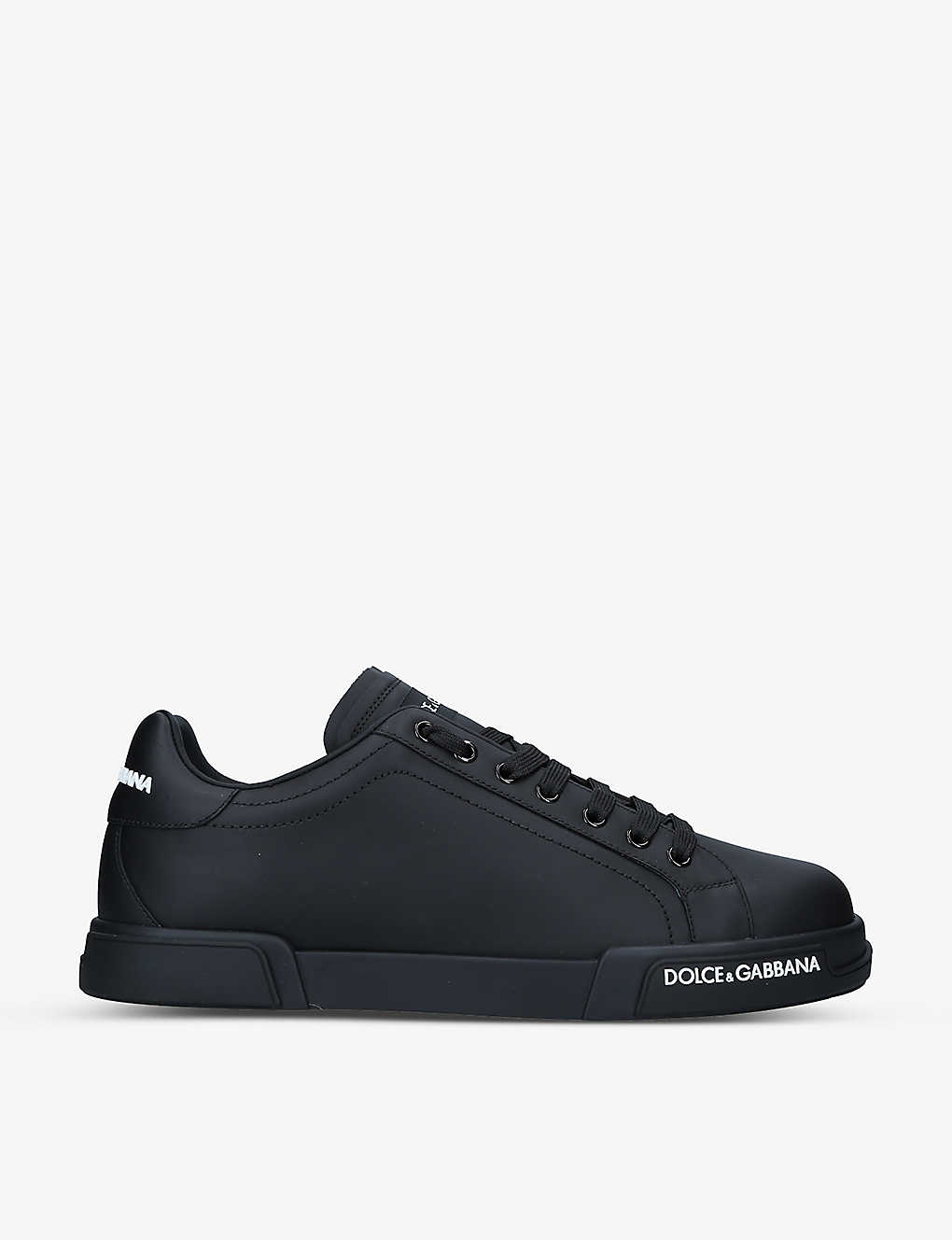 Dolce & Gabbana Portofino Leather Low-top Trainers In Black