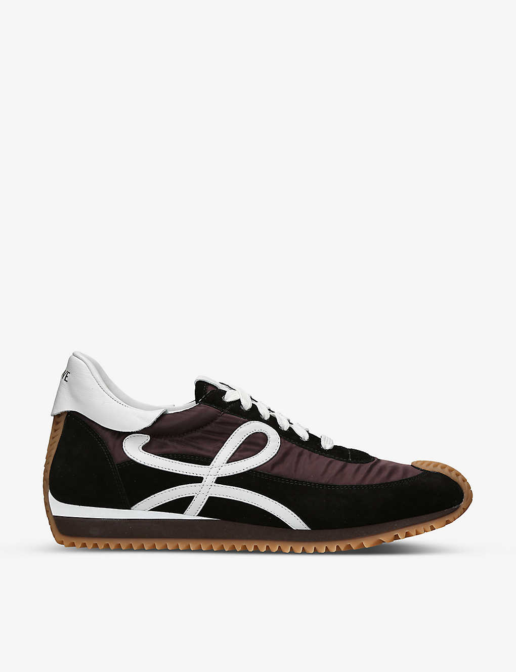 Shop Loewe Men's Blk/other Flow Runner Monogram Leather And Shell Trainers