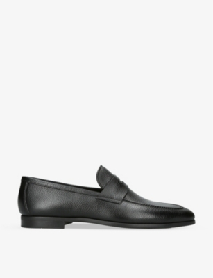 Shop Magnanni Men's Black Diezma Leather Penny Loafers