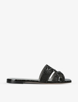 GINA: Beaux crystal-embellished leather sandals