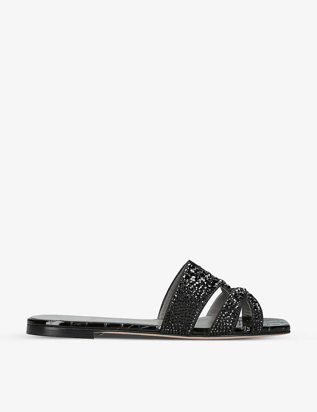 Gina Womens Black Beaux Crystal-embellished Leather Sandals
