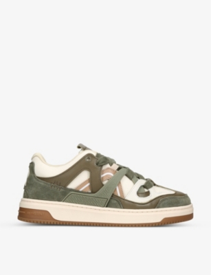 Represent Mens Khaki Bully Contrast-panel Leather Low-top Trainers
