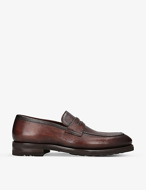 MAGNANNI: Pebbled-texture leather loafers
