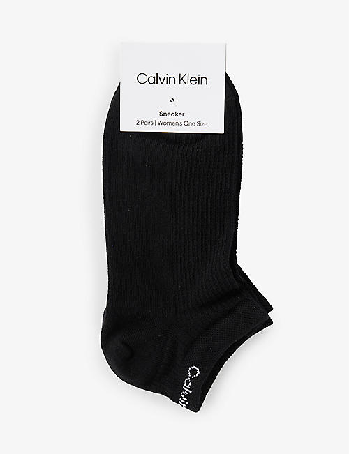 CALVIN KLEIN: Branded-cuff low-rise pack of two stretch-cotton blend socks