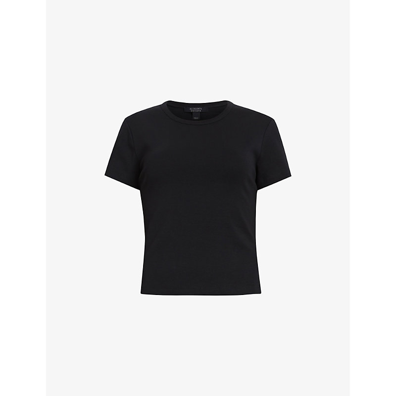 Shop Allsaints Stevie Slim-fit Organic-cotton T-shirt In Black