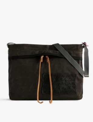 Acne Studios Grey Black Contrast-patch Cotton Cross-body Bag