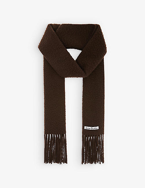 ACNE STUDIOS: Brand-patch fringe-trim wool scarf