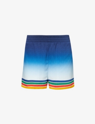 Casablanca Degrade Printed Silk Jacquard Pull-on Shorts In Studio De Musique
