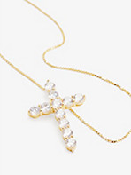 THE M JEWELERS: Bella cross-embellished 18ct yellow-gold vermeil plated 925 sterling-silver necklace