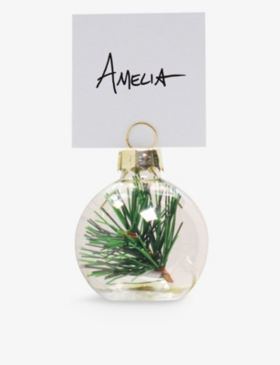 SELFRIDGES EDIT: Let it Snow bauble and sprig glass place card holders set of six