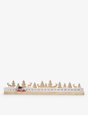 SELFRIDGES EDIT: Rustic Red Snow Scene wooden advent calendar