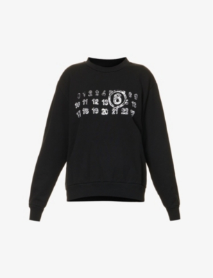 Mm6 Maison Margiela Logo Printed Cotton Jersey Sweatshirt In Black