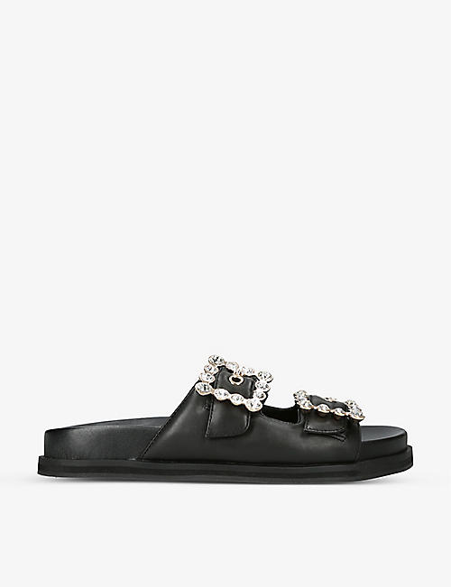 CARVELA: Opulent crystal-embellished buckled leather sandals