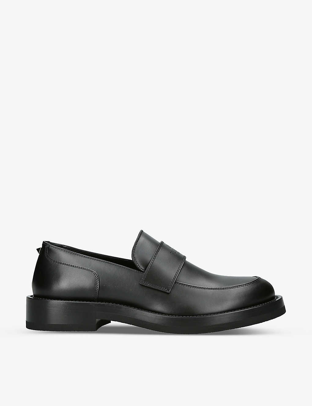 Valentino Garavani Mens Black Brand-debossed Leather Loafers