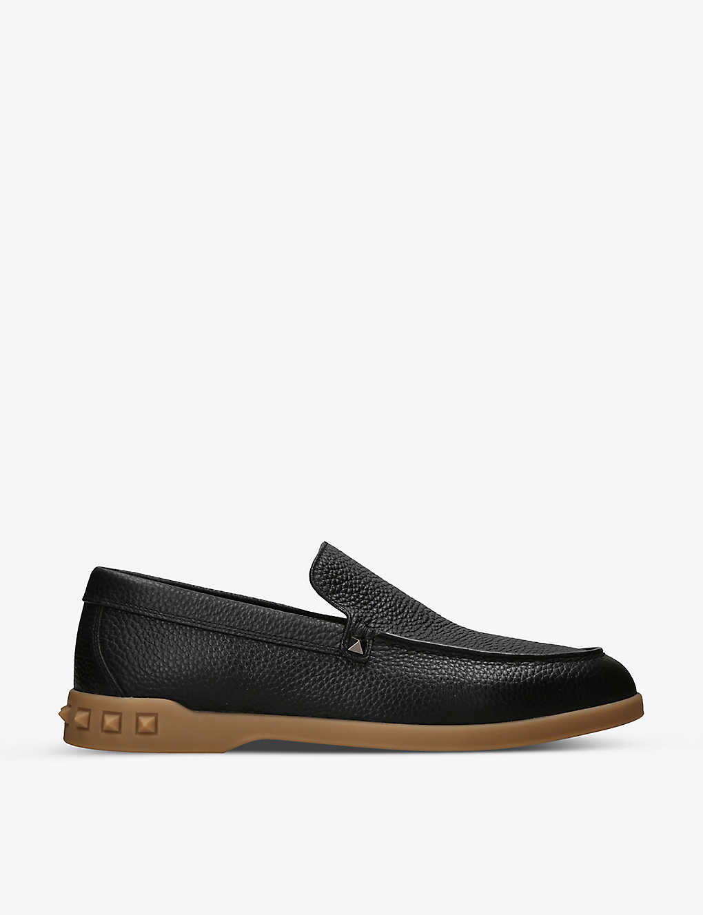 Shop Valentino Garavani Men's Black Leisure Flows Stud-detail Leather Loafers