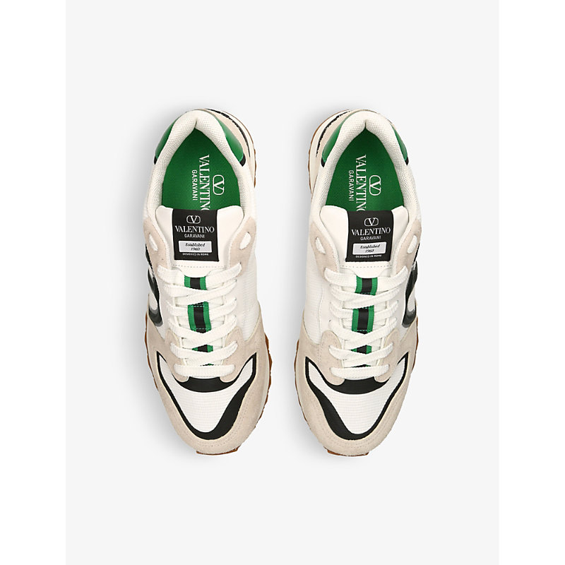 Shop Valentino Vlogo Pace Leather And Fabric Low-top Trainers In White/comb