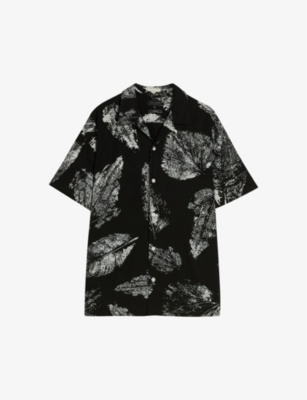 TED BAKER TED BAKER MEN'S BLACK RIALTO GRAPHIC-PRINT RELAXED FIT WOVEN SHIRT