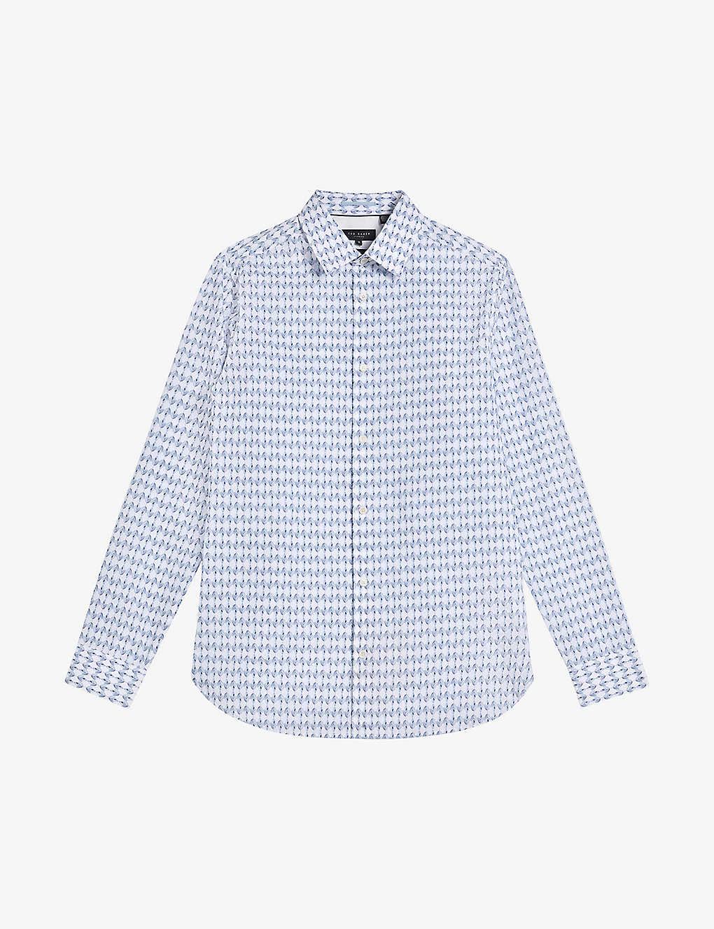 Ted Baker Mens Pl-blue Furbo Micro Leaf-print Regular-fit Cotton Shirt