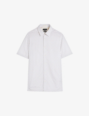 TED BAKER - Forter geometric-print regular-fit cotton shirt ...