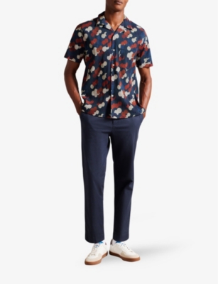 Shop Ted Baker Mens Multicol Goyt Spot-print Short-sleeve Stretch-cotton Shirt In Multi-coloured