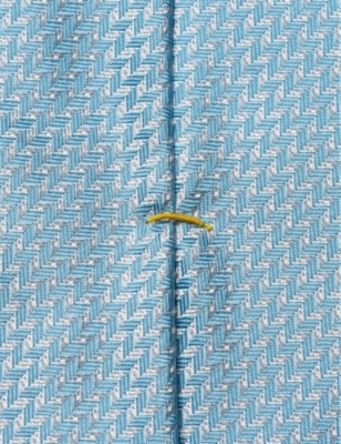 Shop Eton Men's Mid Blue Patterned Silk Tie