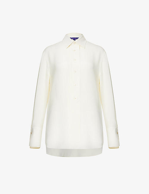 RALPH LAUREN: Matthews regular-fit pleated silk shirt