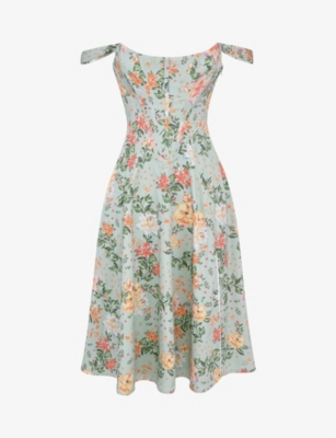 HOUSE OF CB - Saira floral-print cotton-blend midi dress | Selfridges.com