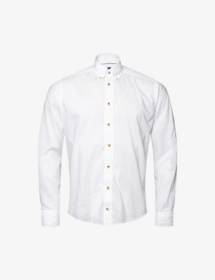 Eton Mens Dark Blue Button-Down Slim-Fit Denim-twill Shirt 15