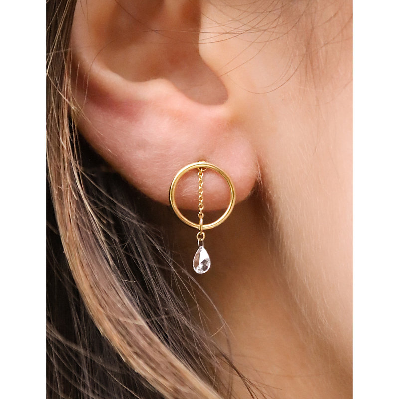 Shop The Alkemistry Womens Yellow Gold Halo 18ct Yellow-gold And 0.10ct Pear-cut Diamond Single Earring