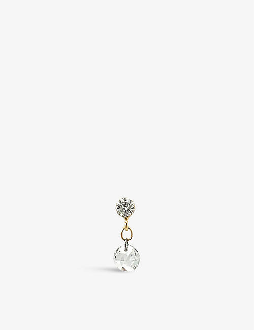 THE ALKEMISTRY: Daystar recycled 18ct yellow-gold and 0.2ct mixed-cut diamond single drop earring