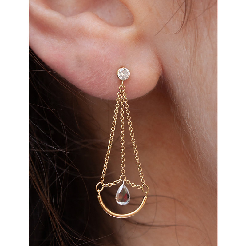 Shop The Alkemistry Women's Yellow Gold Sunset 18ct Yellow-gold Diamond-encrusted Pendulum Earring