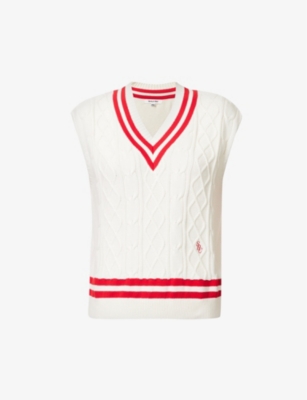 SPORTY AND RICH SPORTY & RICH WOMEN'S CREAM RED X PRINCE COTTON KNITTED VEST,68066780