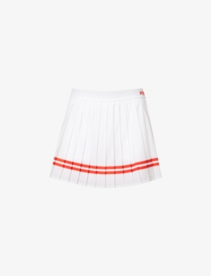 SPORTY AND RICH SPORTY & RICH WOMEN'S WHITE RED X PRINCE BRAND-PRINT STRETCH-WOVEN MINI SKIRT,68066834
