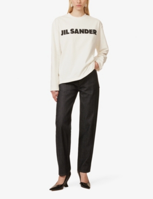 Shop Jil Sander Logo-print Relaxed-fit Cotton-jersey T-shirt In Cream/black