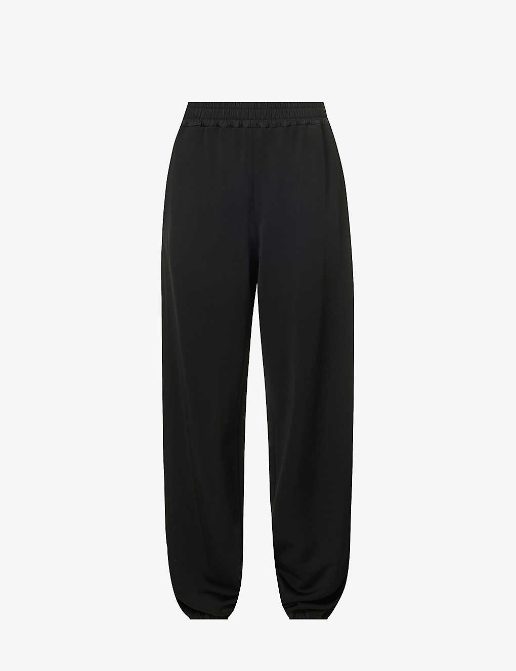 Jil Sander Womens 1 Elasticated-waistband Tapered-leg Mid-rise Stretch-woven Trousers In Black