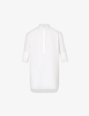 JIL SANDER JIL SANDER WOMEN'S WHITE FRIDAY SLIM-FIT COTTON-POPLIN SHIRT