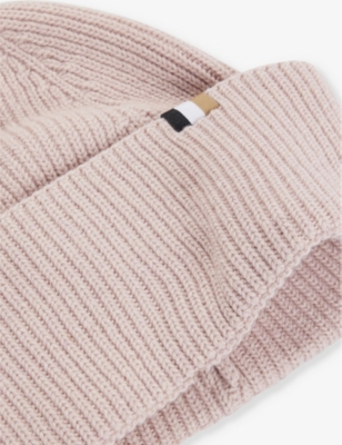 BOSS: Ribbed knitted beanie hat