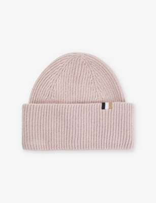 BOSS: Ribbed knitted beanie hat